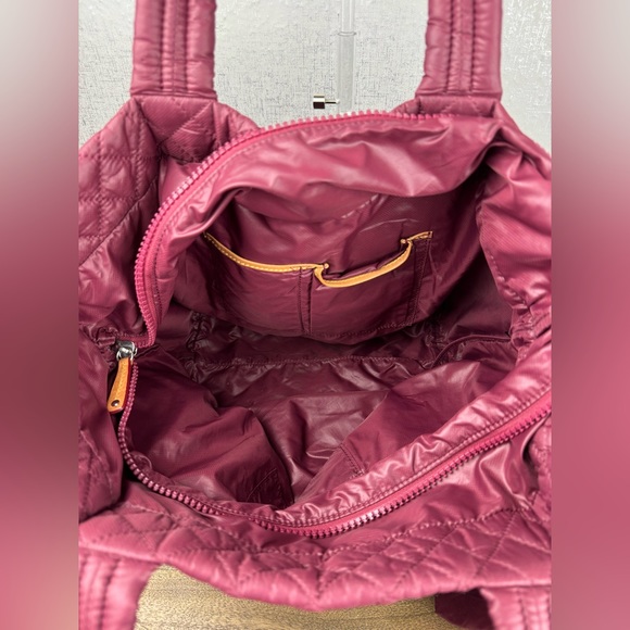 MZ Wallace Bags Mz Wallace Medium Metro Quilted Nylon Tote Bag In Colorblock Redburgundy